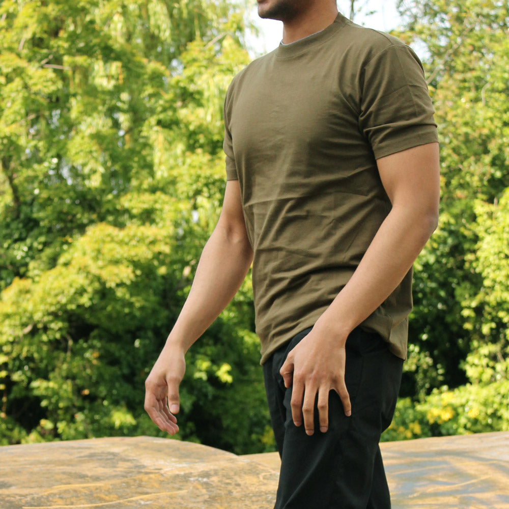 100% COTTON PLAIN T-SHIRT - GREEN