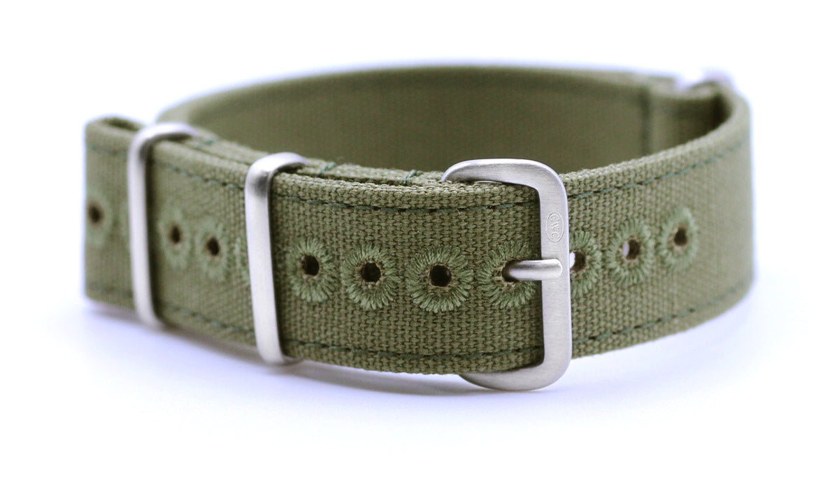 CWC VINTAGE CANVAS WATCH STRAP - GREEN