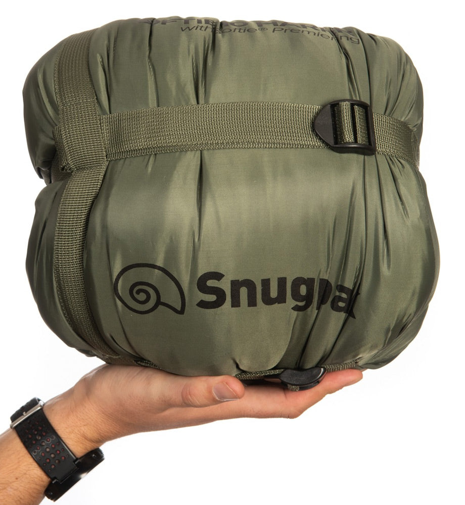 SNUGPAK SOFTIE 10 HARRIER SLEEPING BAG - OLIVE GREEN - PACKED