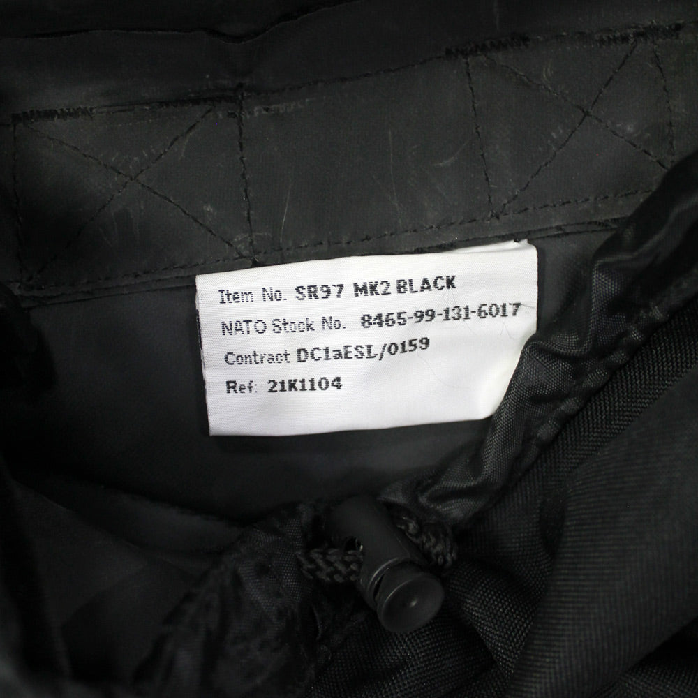 BLACK 30LT DAY PACK WITH SIDE POCKETS - GRADE 1 USED - LABEL DETAIL
