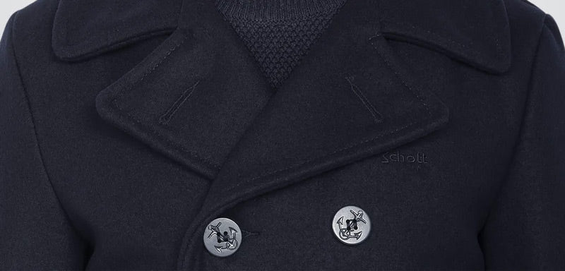 SCHOTT 740N USN WOOL PEACOAT - CLOSE-UP OF LOGO
