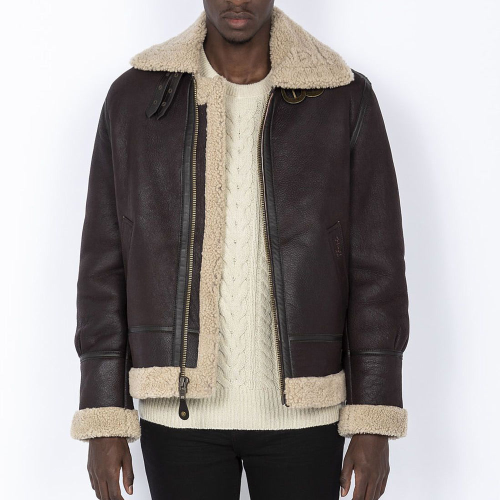 SCHOTT B3 SHEEPSKIN JACKET - CORDOVAN