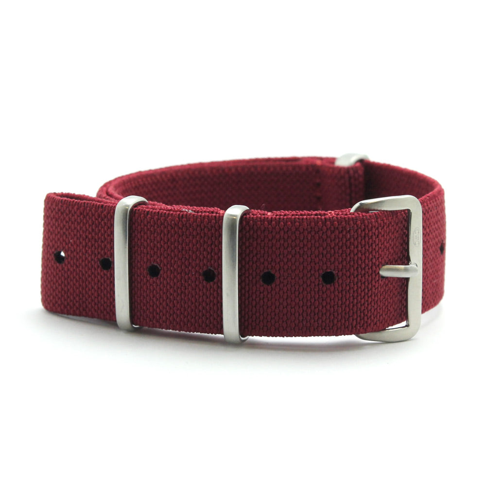 CWC STRETCH WATCH STRAP - PARA MAROON, SILVER BUCKLES