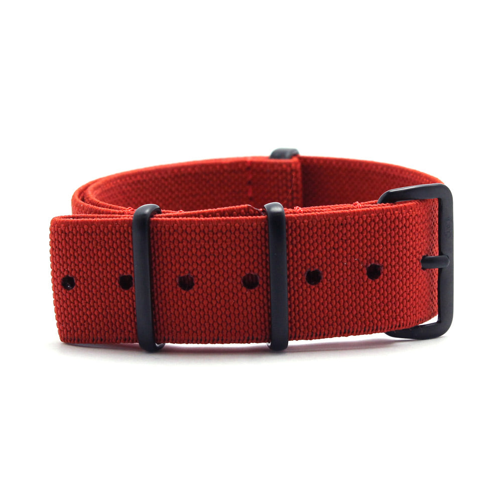 CWC STRETCH WATCH STRAP - PLAIN RED, BLACK BUCKLES