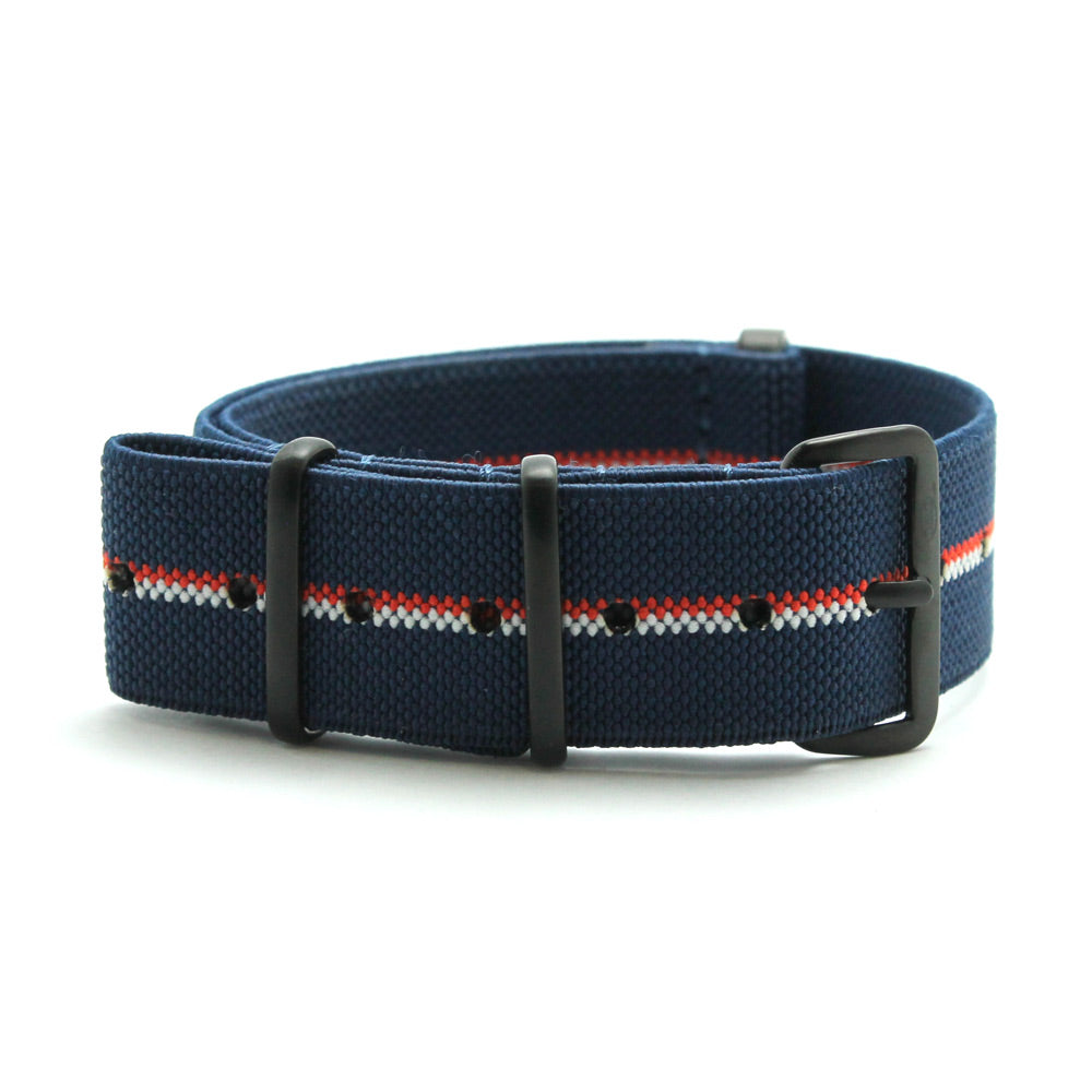 CWC STRETCH WATCH STRAP - ROYAL NAVY, BLACK BUCKLES