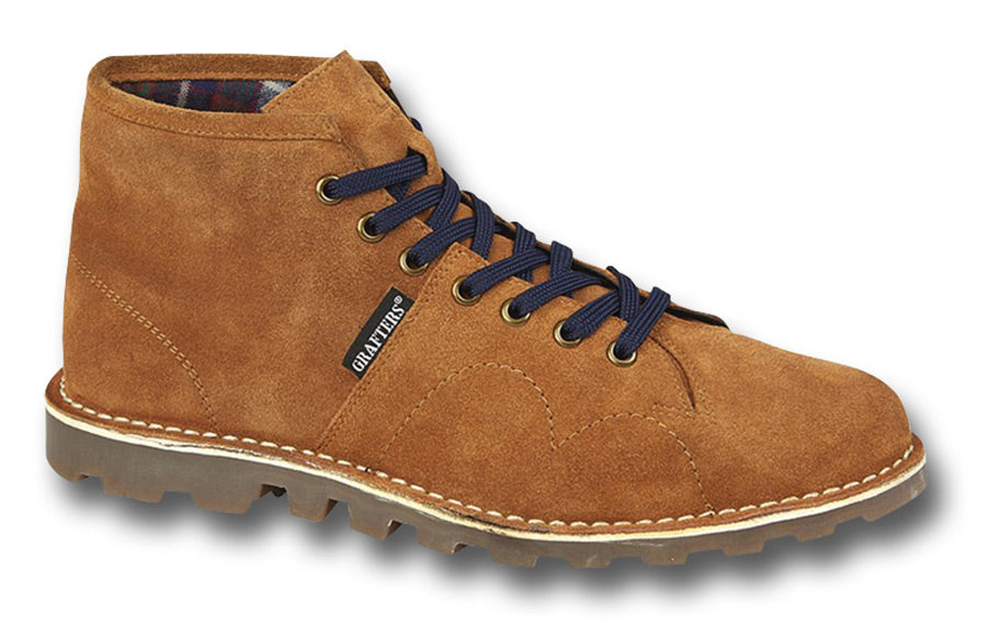 HERITAGE MONKEY BOOTS - TAN SUEDE WITH BLACK LACES