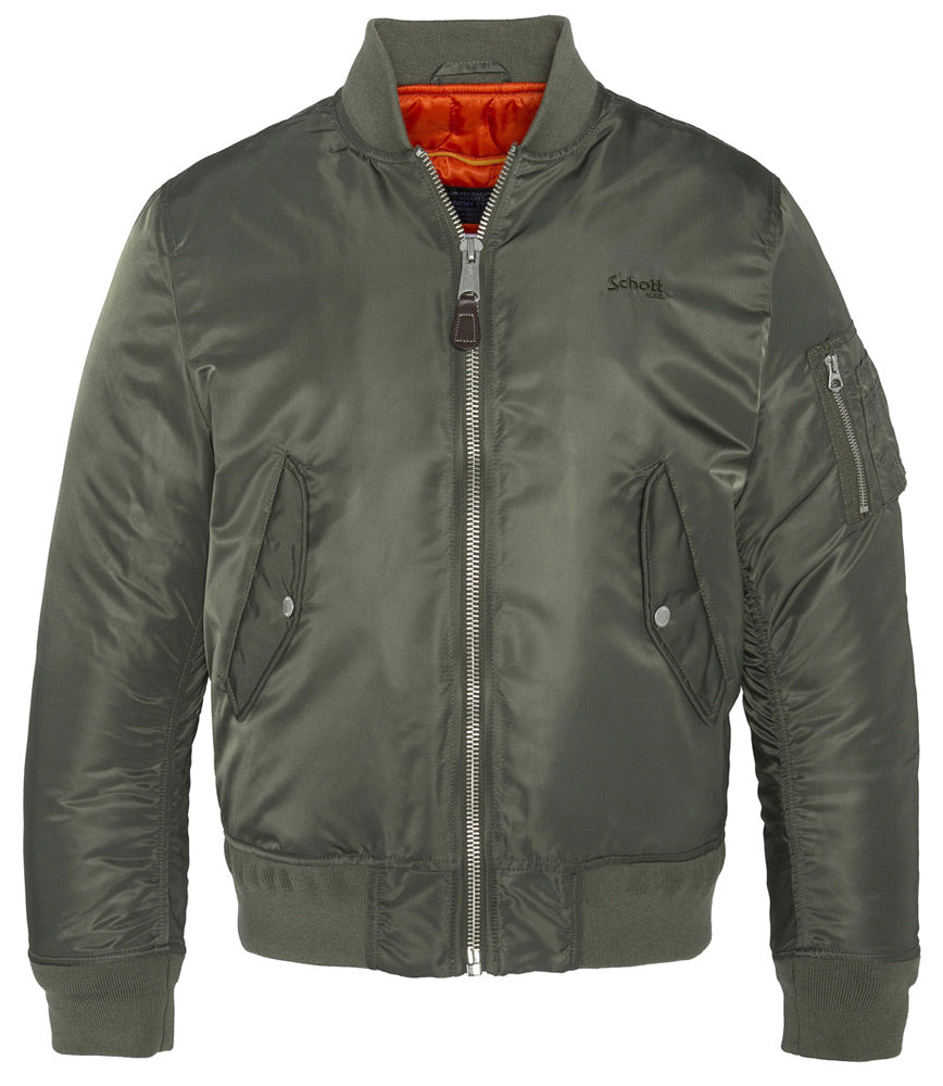 SCHOTT MA1 JACKET MA20RS WITH REMOVEABLE HOOD - GREEN