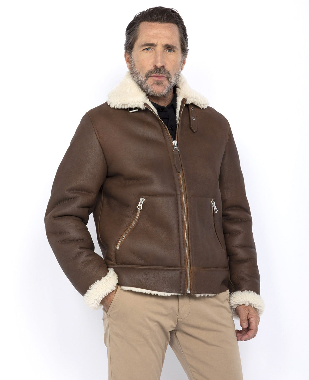 SCHOTT LCB100 SHEEPSKIN JACKET - MODELLED