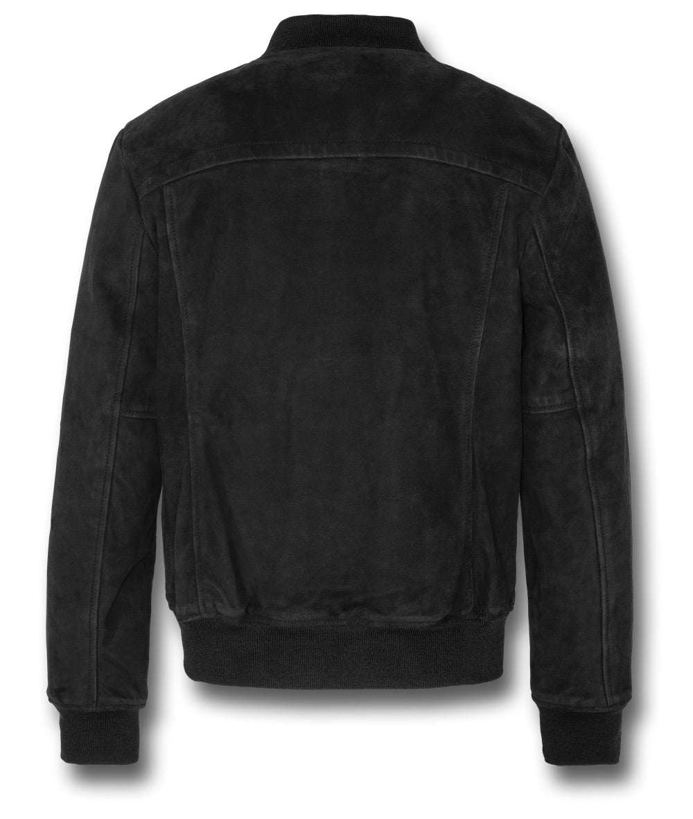 SCHOTT LC3017 SUEDE BOMBER JACKET - BLACK, BACK