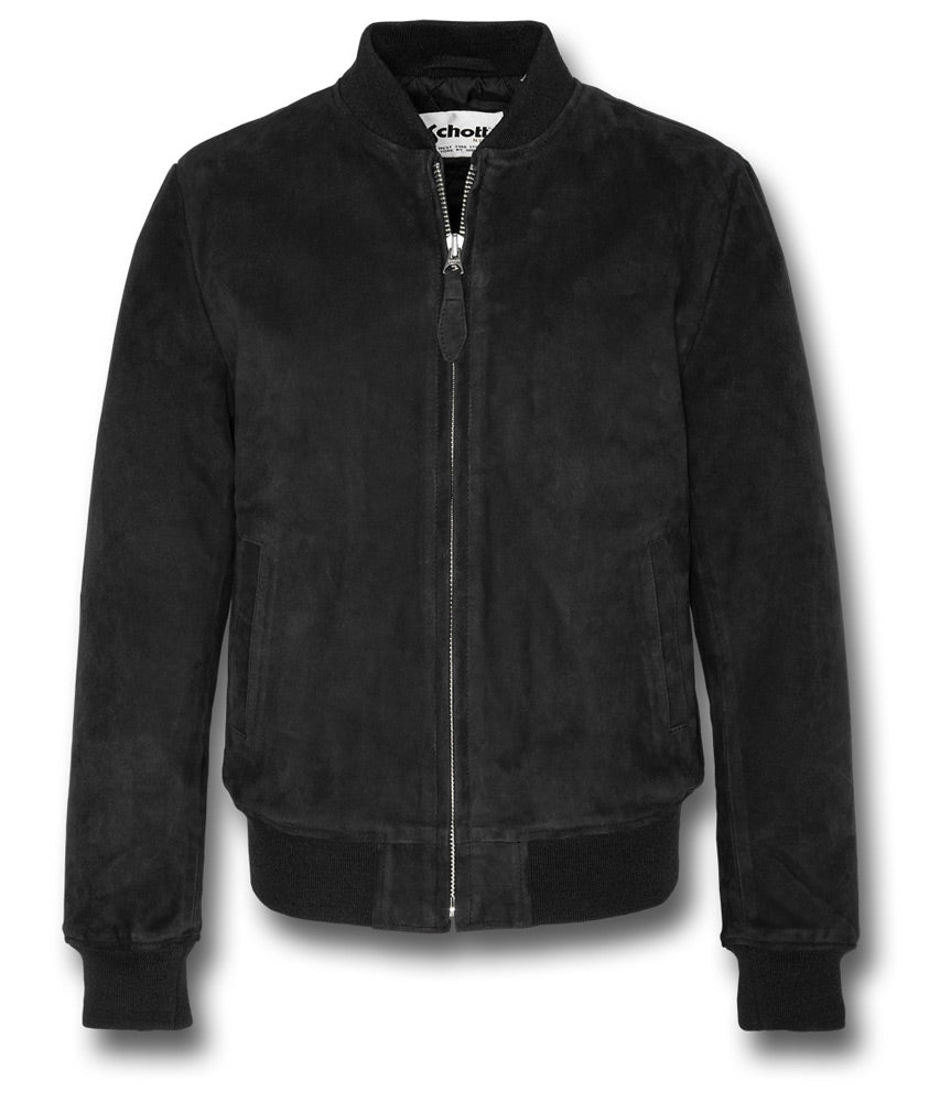 SCHOTT LC3017 SUEDE BOMBER JACKET - BLACK