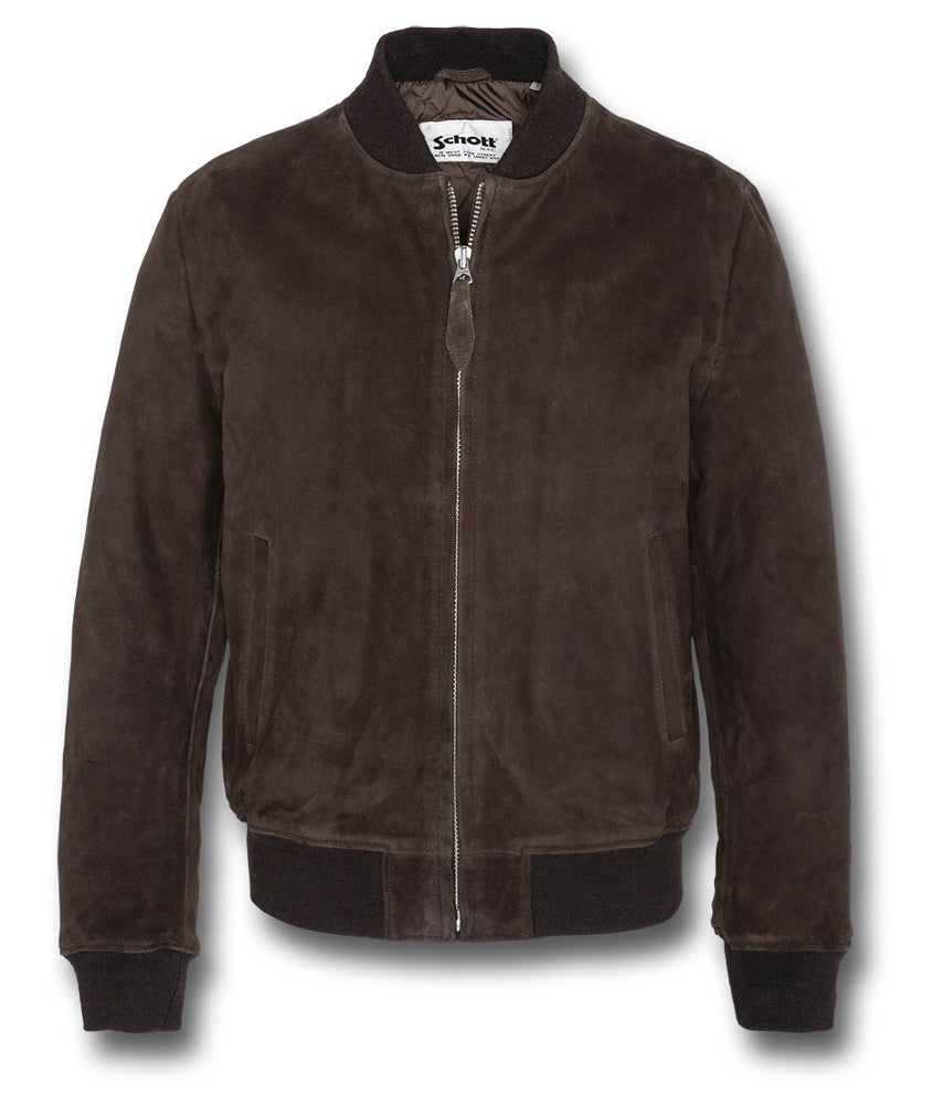 SCHOTT LC3017 SUEDE BOMBER JACKET - BROWN