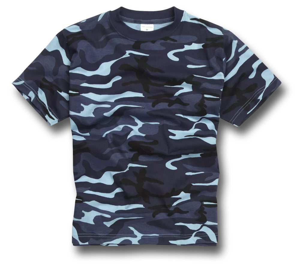 100% COTTON CAMMO T-SHIRT - SKY BLUE CAMMO