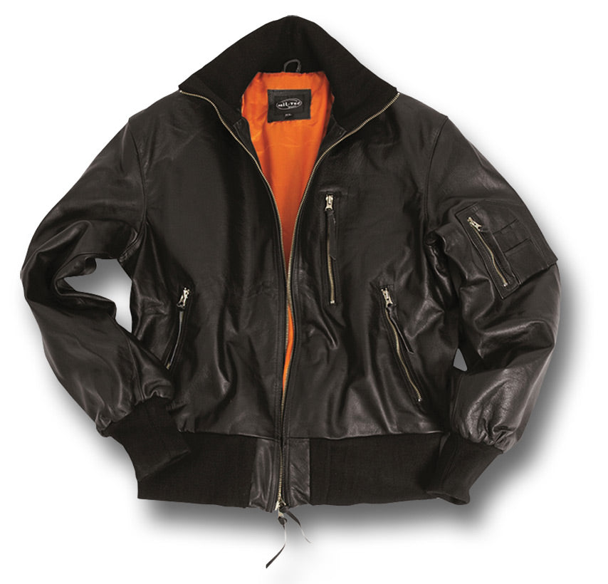 MIL-TEC GERMAN LEATHER FLYING JACKET - BLACK