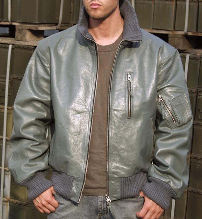 MIL-TEC GERMAN LEATHER FLYING JACKET - GREY