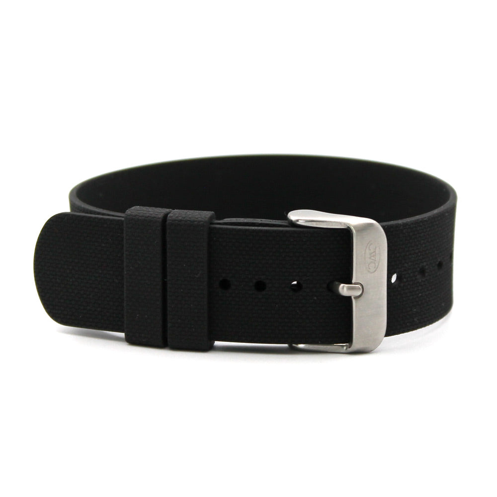 CWC RUBBER STRAP - BLACK WITH SILVER BUCKLE