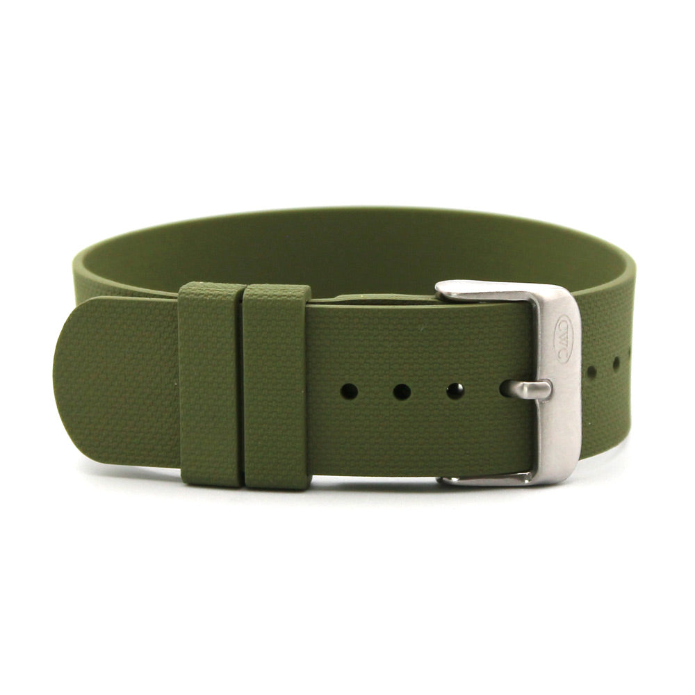 CWC RUBBER STRAP - GREEN WITH SILVER BUCKLE