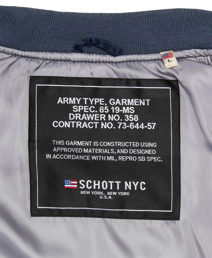 SCHOTT MA1 BASE CAMP JACKET - INSIDE LABEL