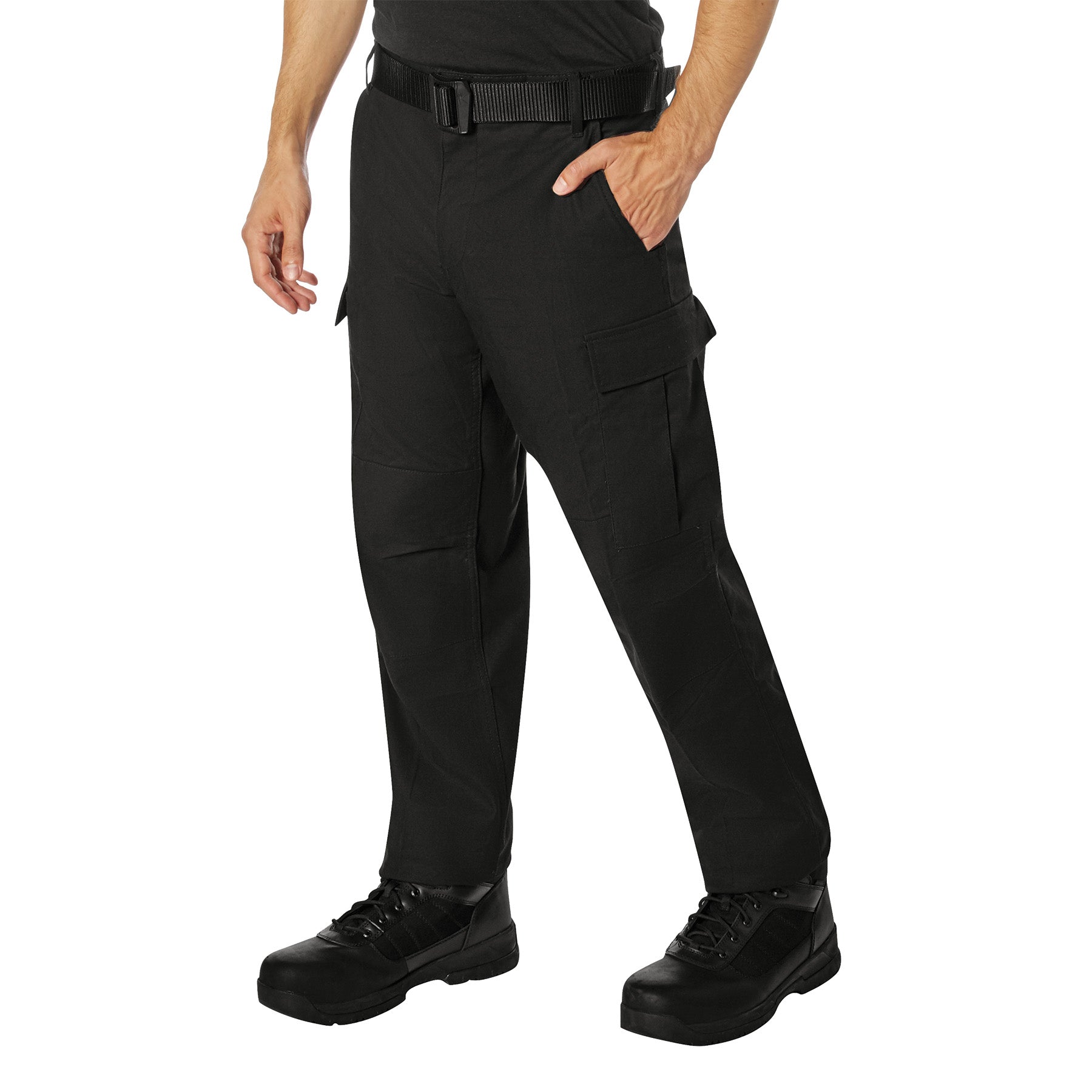 ROTHCO FLEECE LINED ACTIVE FLEX CANVAS WORK CARGO TROUSERS - BLACK
