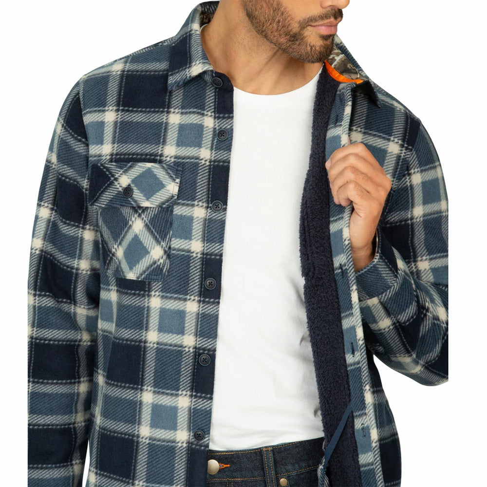 REALTREE FLEECE-LINED PLAID SHIRT JACKET - BLUE
