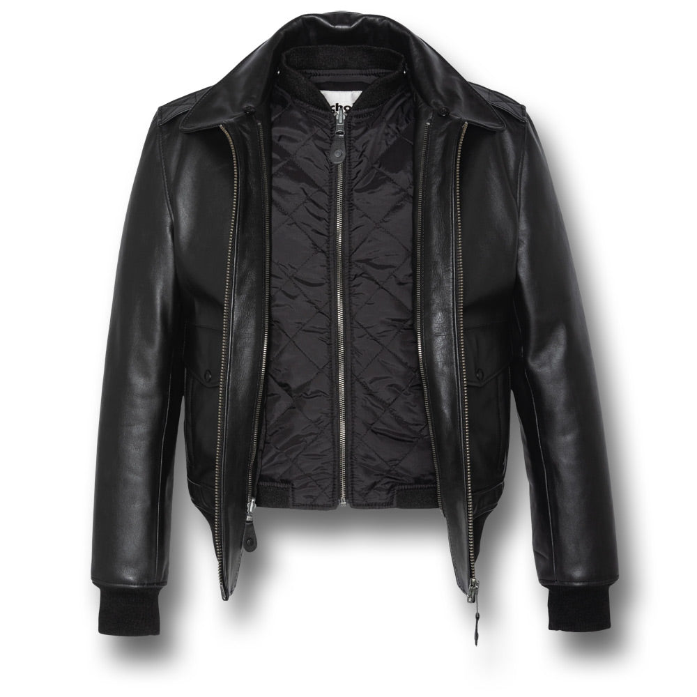 SCHOTT A2 LEATHER JACKET WITH REMOVEABLE VEST - VEST INSIDE