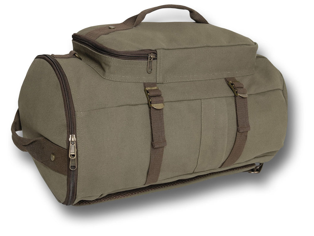 ROTHCO CONVERTIBLE CANVAS DUFFLE BACKPACK - GREEN