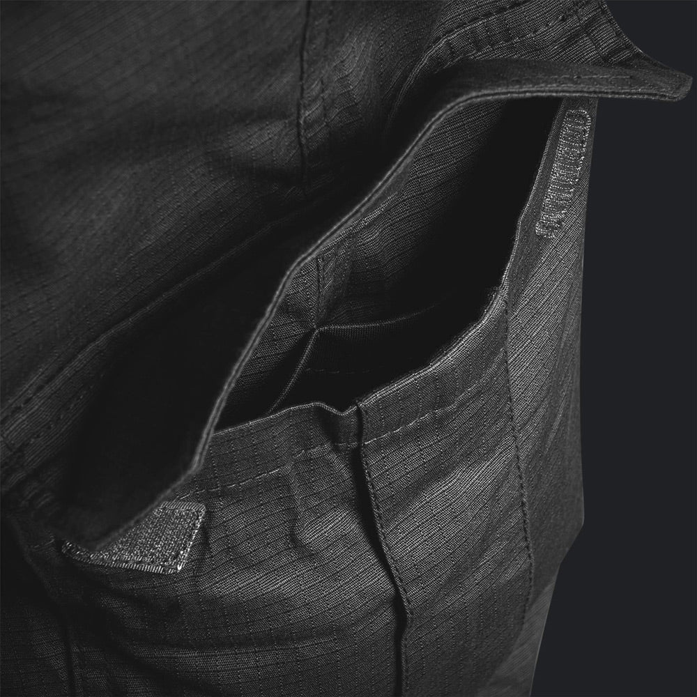 HIGHLANDER MAGNUM TROUSERS - BLACK, POCKET DETAIL