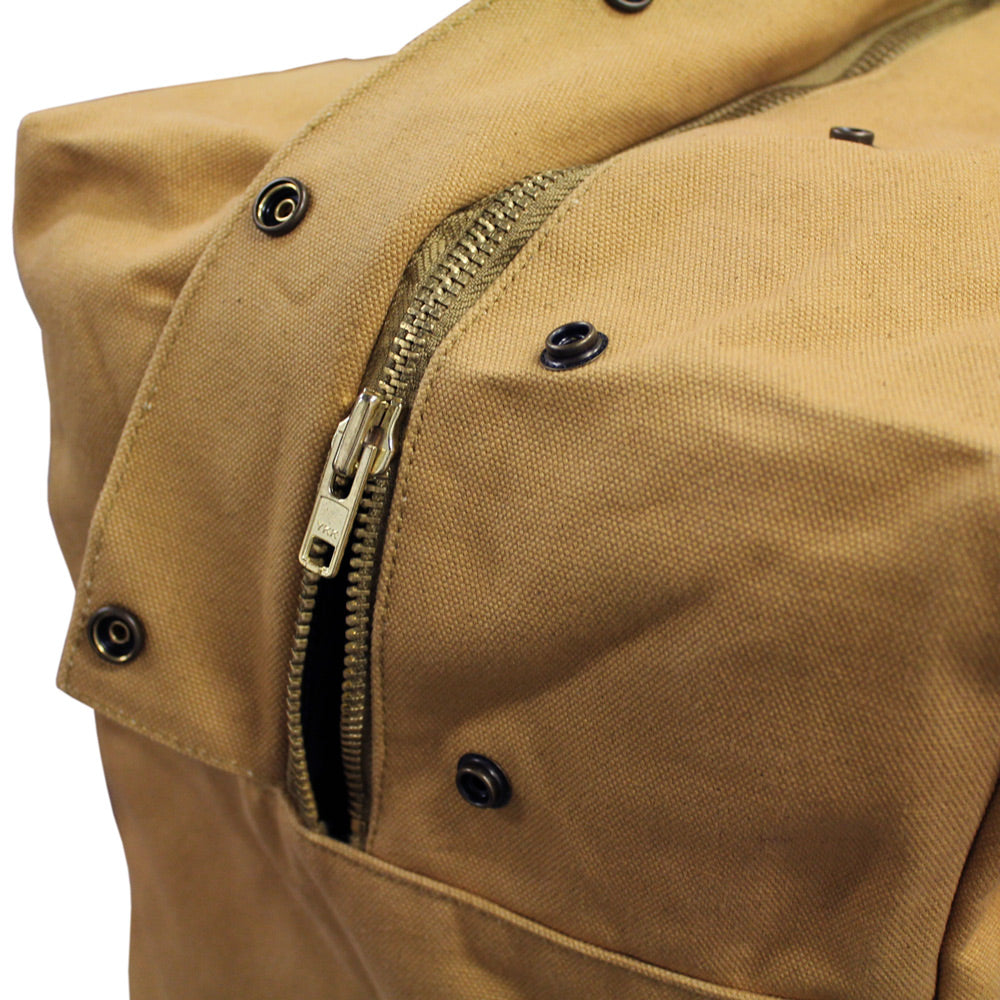 CANVAS AVIATOR FLIGHT BAG - TAN, YKK ZIP