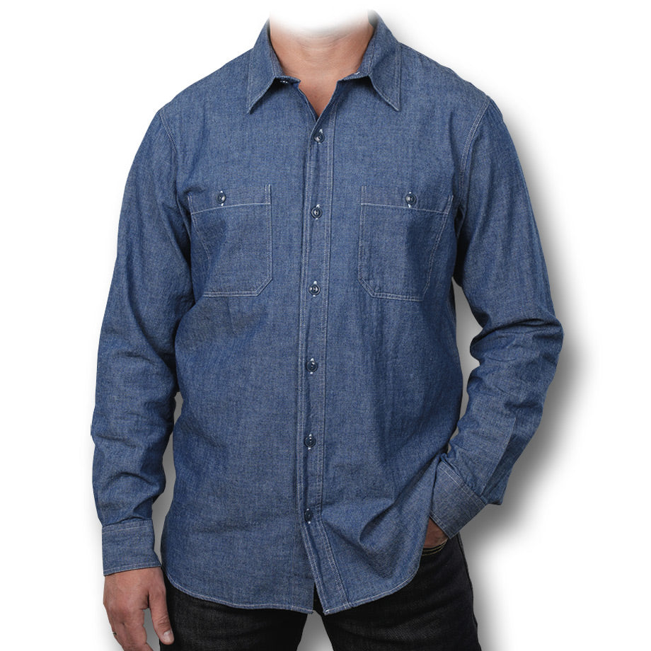 PIKE BROTHERS 1940 USN CHAMBRAY SHIRT - BLUE
