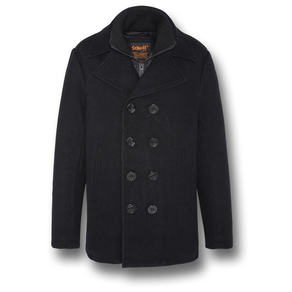 SCHOTT CYCLONE 2 PEA COAT - BLACK