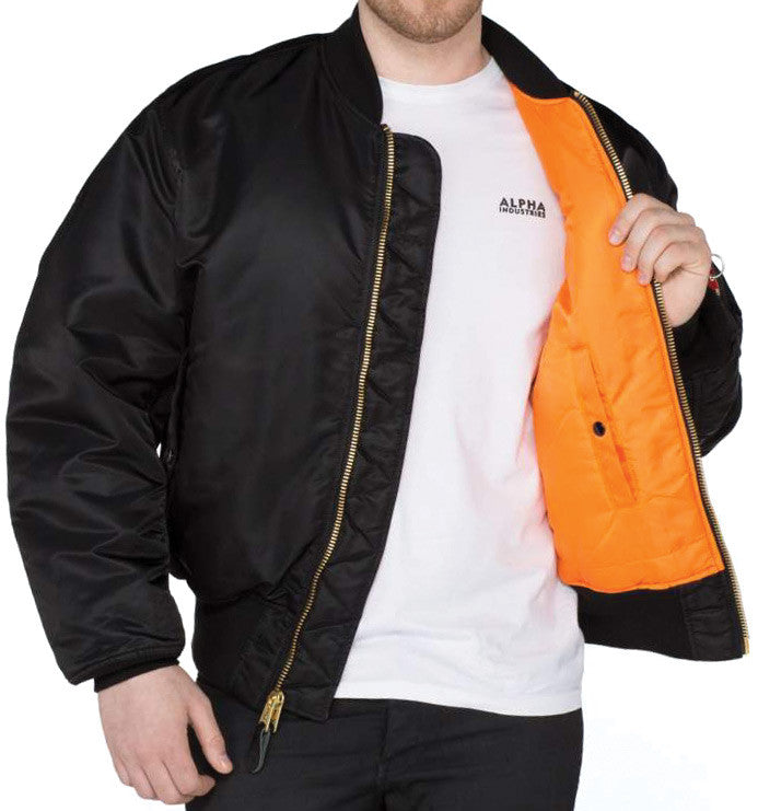 ALPHA MA1 FLYING JACKET - BLACK - INSIDE