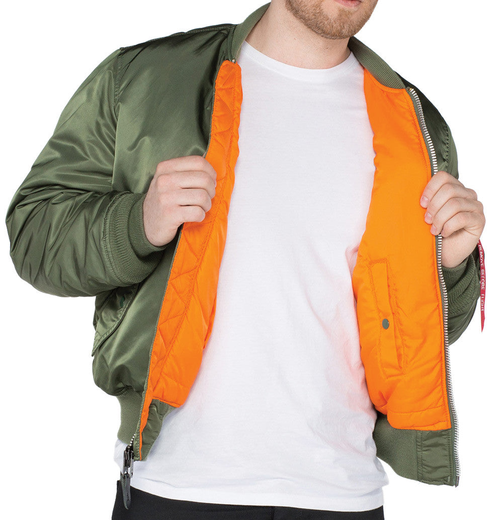 ALPHA MA1 FLYING JACKET - GREEN - INSIDE