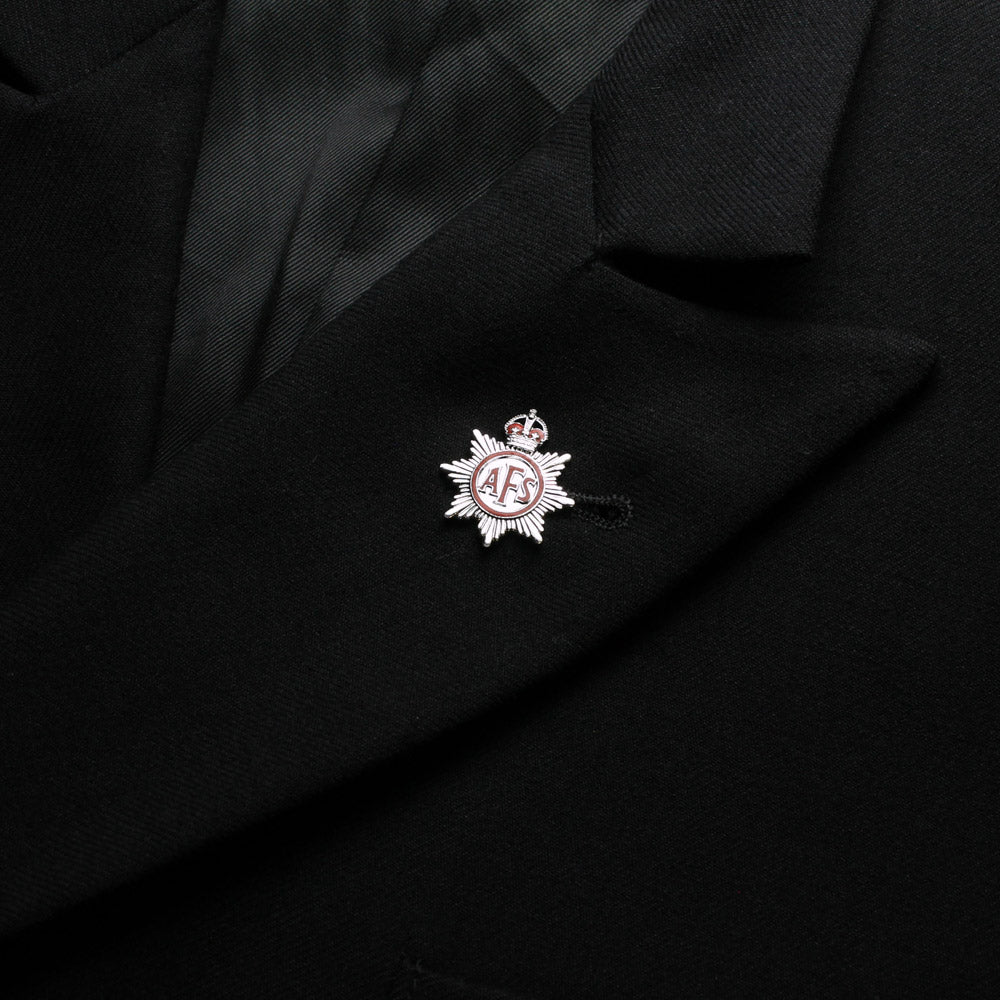 METAL AFS LAPEL BADGE WITH KINGS CROWN - ON JACKET
