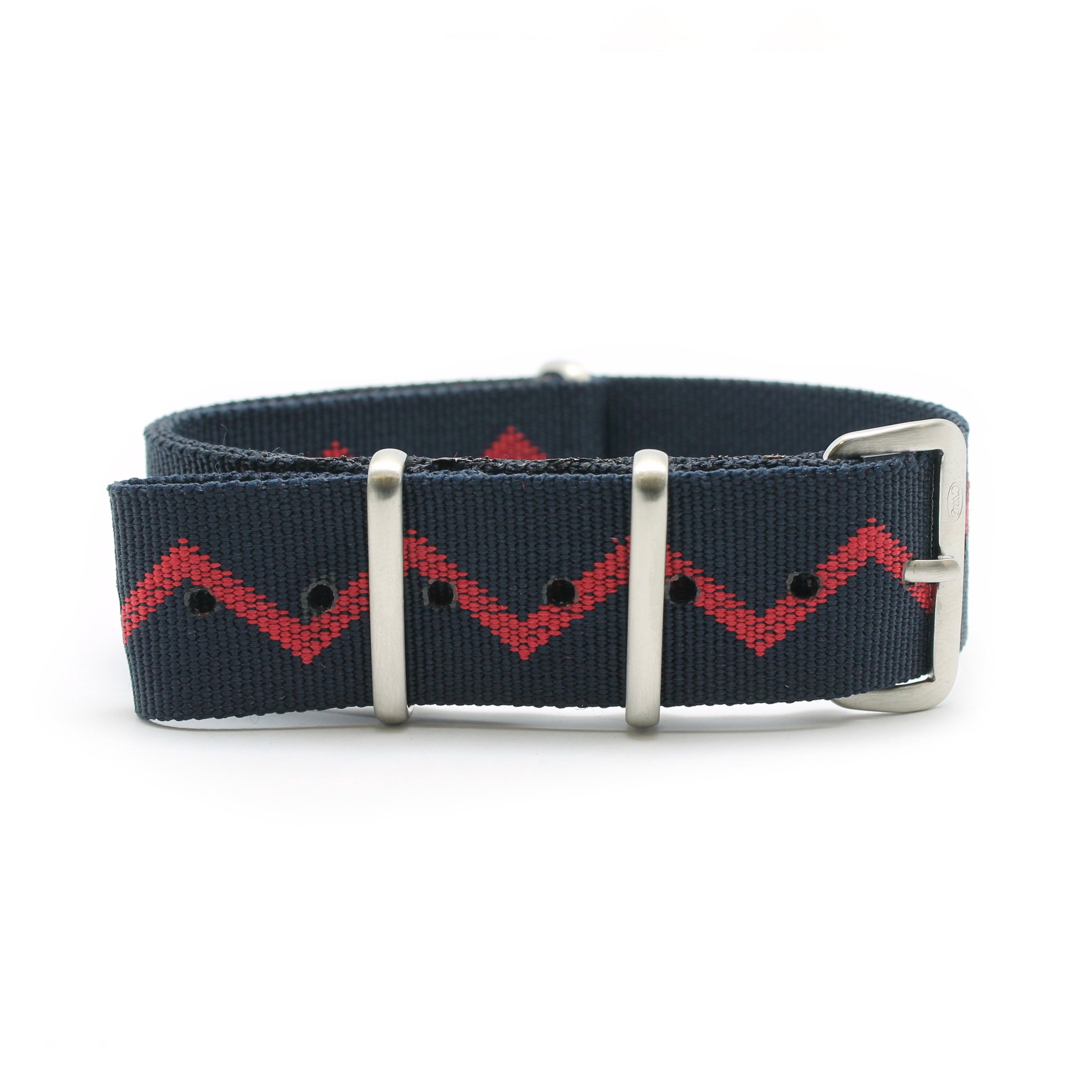CWC NATO ZIGZAG STRAP - NAVY WITH RED