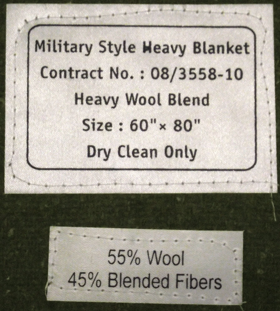 GREEN ARMY BLANKET - LABEL