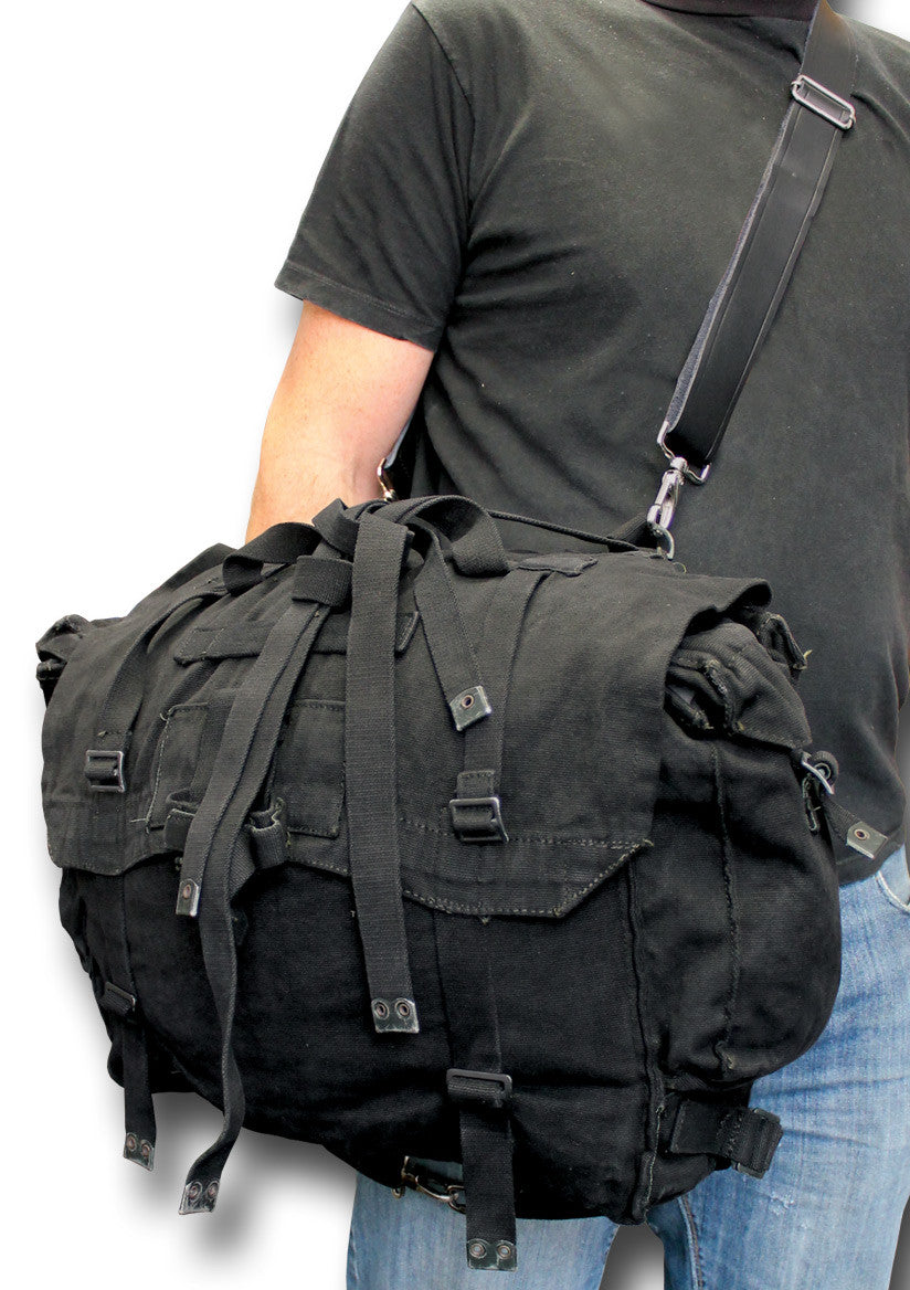 BLACK CANVAS MOTORCYCLE PANNIERS, GRADE 1