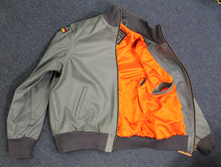 GERMAN LUFTWAFFE FLIGHT JACKET - GREY - INSIDE ORANGE LINING