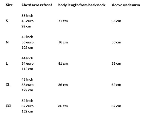 ROYAL NAVY SUB SWEATER - SIZE GUIDE