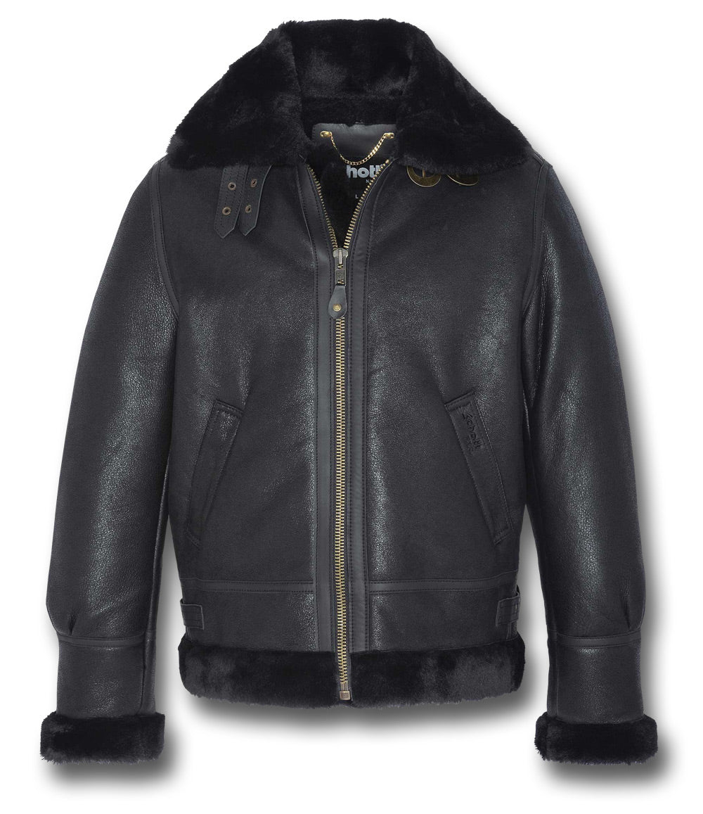 SCHOTT B3 SHEEPSKIN JACKET - BLACK