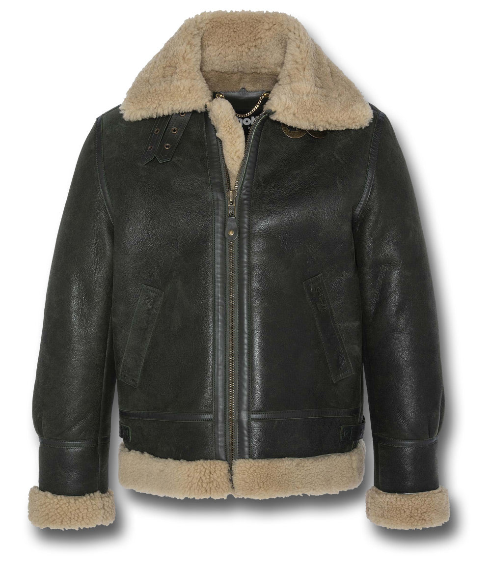 SCHOTT B3 SHEEPSKIN JACKET - DARK KHAKI