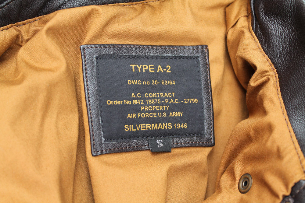 A2 USAAF LEATHER JACKET WITH SIDE POCKETS - LABEL