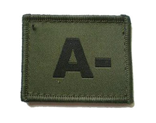 BLOOD GROUP PATCH/BADGE - OLIVE, A-