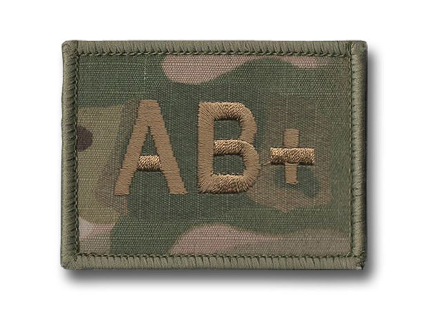 BLOOD GROUP PATCH/BADGE - MULTICAM, AB+