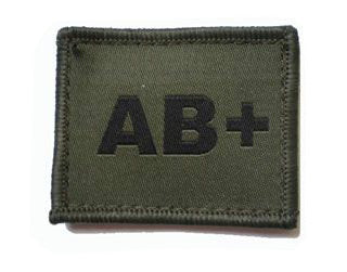 BLOOD GROUP PATCH/BADGE - OLIVE, AB+