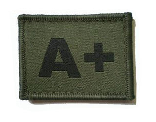 BLOOD GROUP PATCH/BADGE - OLIVE, A+