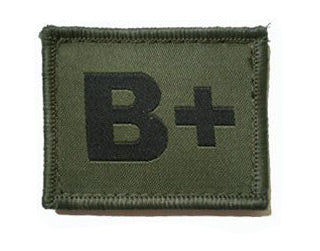 BLOOD GROUP PATCH/BADGE - OLIVE, B+