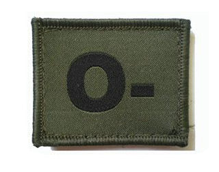 BLOOD GROUP PATCH/BADGE - OLIVE, O-