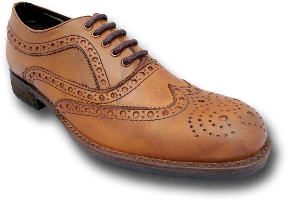 LEATHER 5-EYELET BROGUE SHOES Silvermans - Main Image
