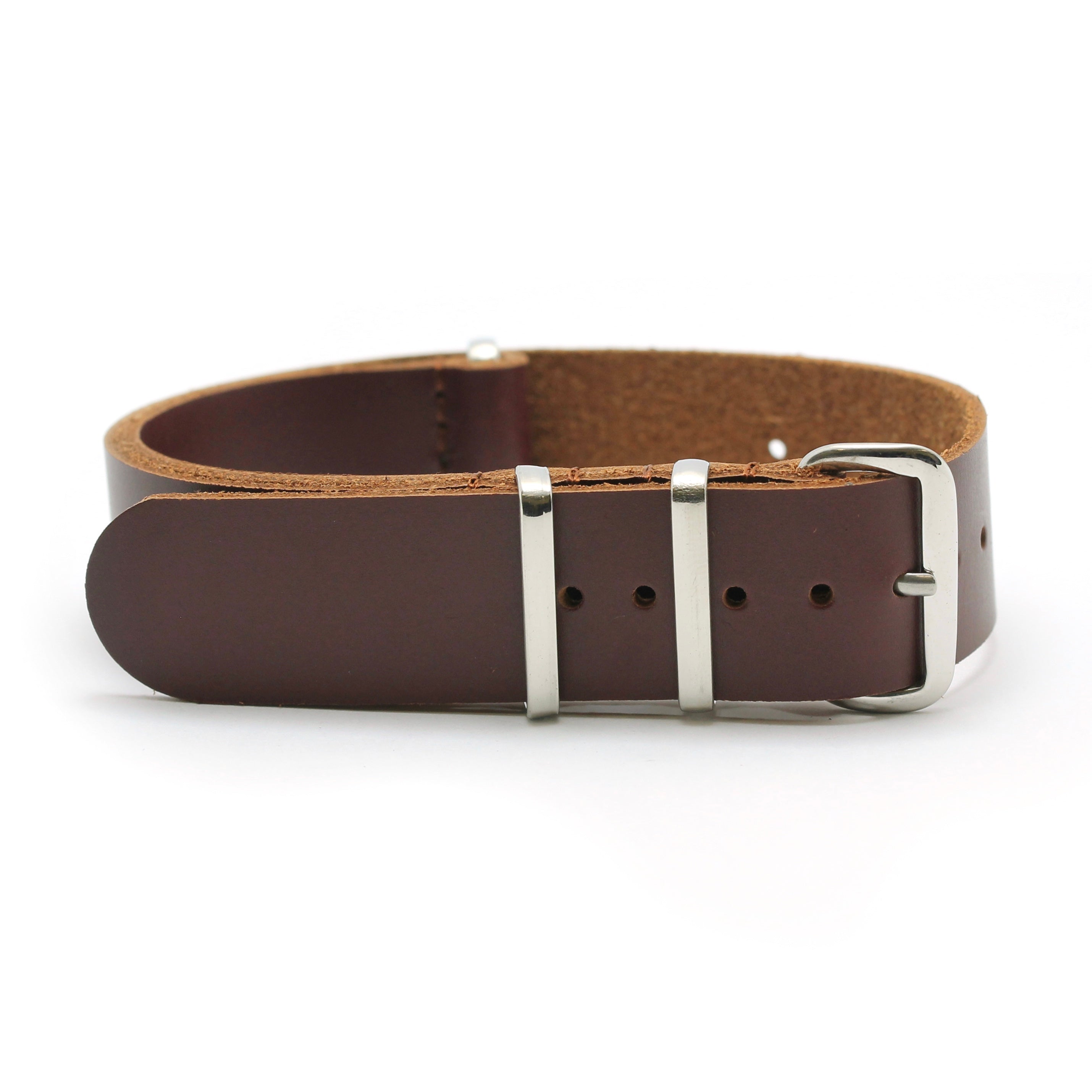 LEATHER NATO STYLE WATCH STRAP - BROWN