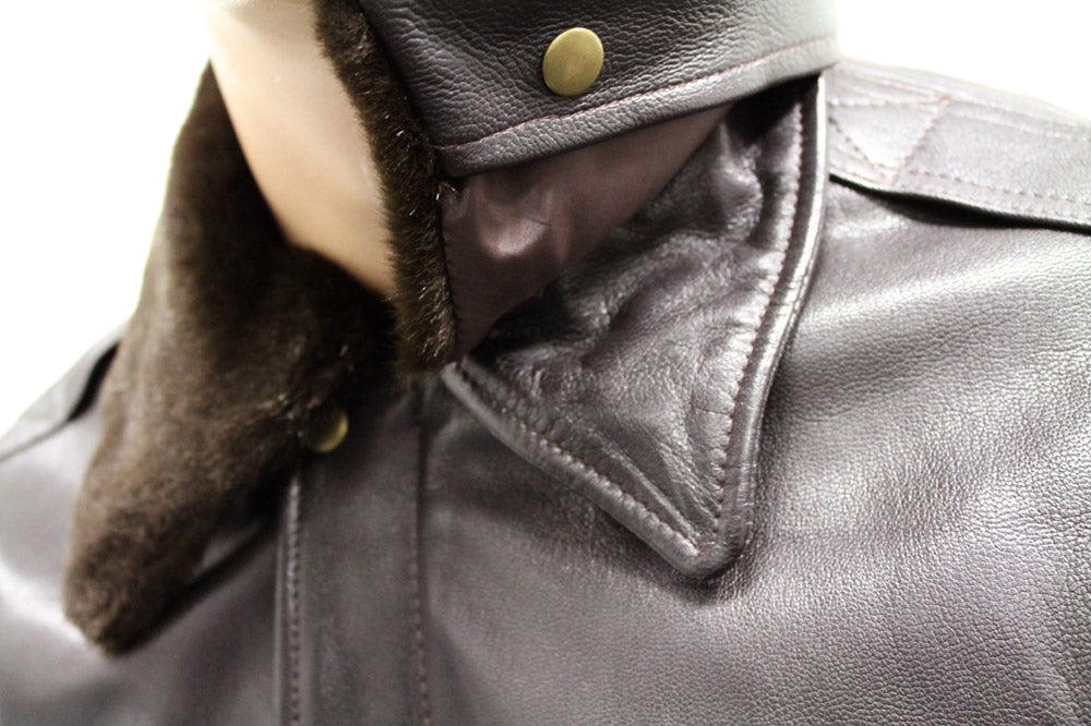 GTH A3-K BROWN LEATHER JACKET - COLLAR
