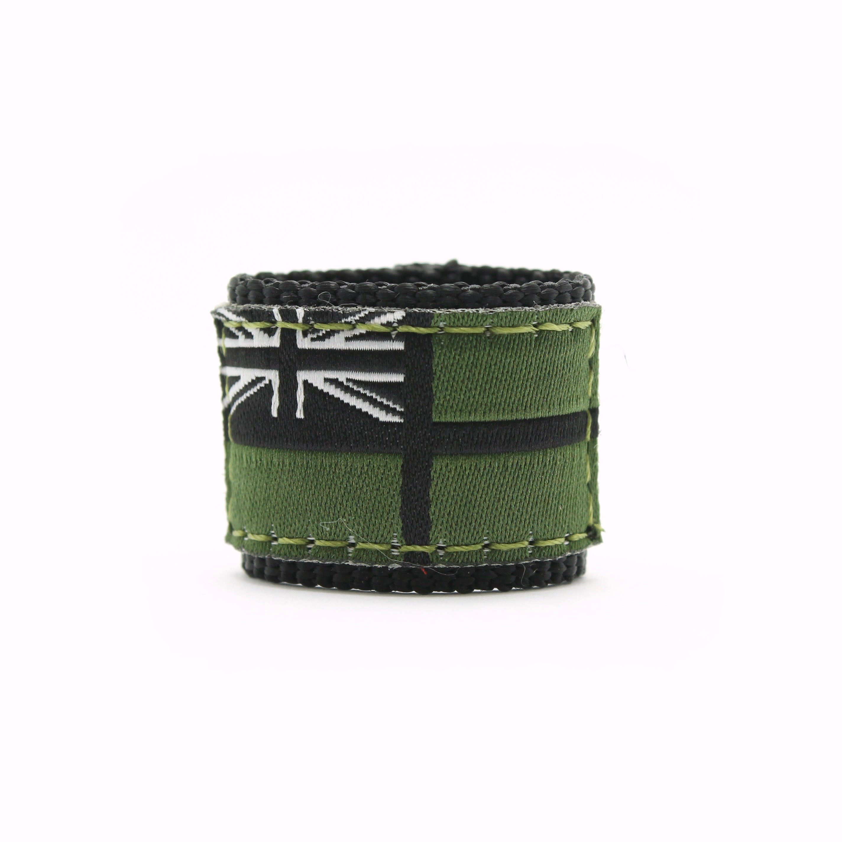 WATCH STRAP LOOP - GREEN AND BLACK ENSIGN FLAG ON BLACK LOOP